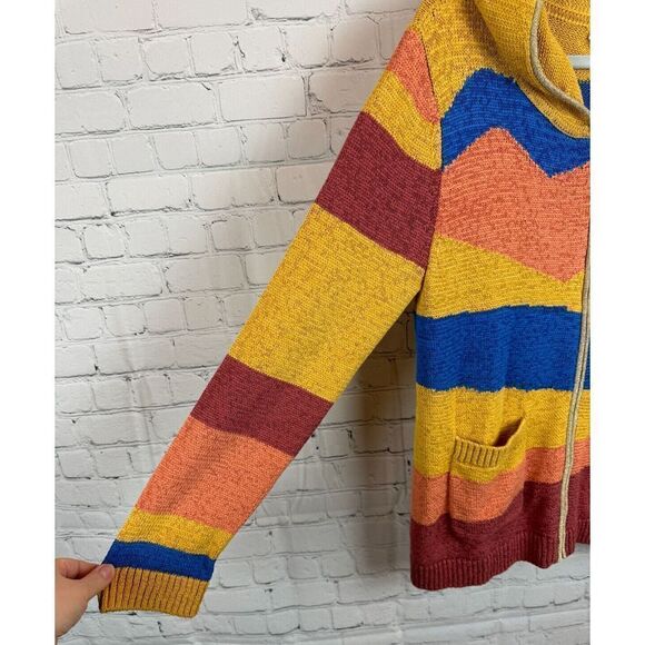 SOFT SURROUNDINGS multicolor color block full zip hooded cardigan sweater S NWOT - Picture 5 of 7